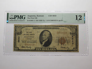 $10 1929 Augusta Kansas KS National Currency Bank Note Bill Ch. #6643 F12 PMG