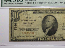 Load image into Gallery viewer, $10 1929 Belfast Maine ME National Currency Bank Note Bill Charter #7586 VF20