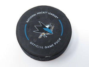 2022-23 Vegas Golden Knights Vs San Jose Sharks Game Used Puck -NHL Tracker Puck
