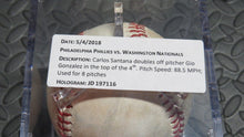 Load image into Gallery viewer, 2018 Carlos Santana Philadelphia Phillies Double Game Used Baseball! 8 Pitches!
