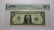 Load image into Gallery viewer, $1 2017 Radar Serial Number Federal Reserve Currency Bank Note Bill PMG UNC67EPQ