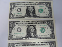 Load image into Gallery viewer, 5 $1 2017 Consecutive Serial Numbers Federal Reserve Bank STAR Notes New York *