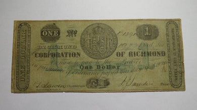 $1 1861 Winchester Virginia VA Obsolete Currency Bank Note Bill Corp. of Win