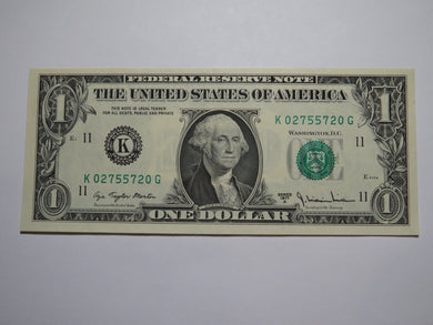 $1 1977 Radar Serial Number Federal Reserve Currency Bank Note Bill UNC 02755720