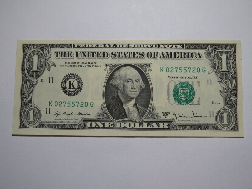 $1 1977 Radar Serial Number Federal Reserve Currency Bank Note Bill UNC 02755720