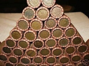 Sealed Wheat Cent Penny Rolls with an Indian Head Showing Mixed Steel Coins Lot