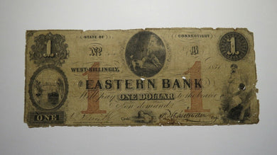 $1 1852 West Killingly Connecticut CT Obsolete Currency Bank Note Bill! Eastern 