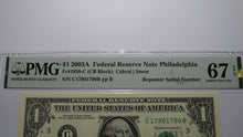 Load image into Gallery viewer, $1 2003 Repeater Serial Number Federal Reserve Currency Bank Note Bill PMG UNC67