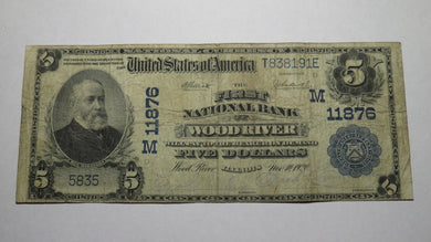 $5 1902 Wood River Illinois IL National Currency Bank Note Bill Ch. #11876 FINE!