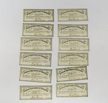 Load image into Gallery viewer, 12 Sequential $8 1863 Georgia Bond Coupons! Obsolete Currency Bank Note Bills