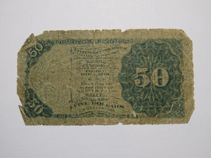 1874 $.50 Fifth Issue Fractional Currency Obsolete Bank Note Bill 5th Green Seal