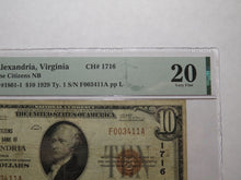 Load image into Gallery viewer, $10 1929 Alexandria Virginia VA National Currency Bank Note Bill #1716 VF20 PMG