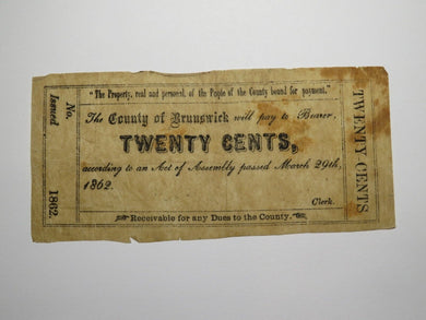 $.25 1862 Lawrenceville Virginia Obsolete Currency Bank Note Bill Brunswick Cty