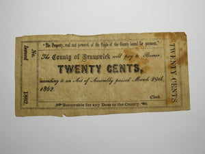 $.25 1862 Lawrenceville Virginia Obsolete Currency Bank Note Bill Brunswick Cty