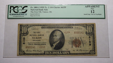 $10 1929 Yukon Oklahoma OK National Currency Bank Note Bill Ch. #6159 F12 PCGS
