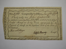 Load image into Gallery viewer, 1790 5 Shillings Connecticut Comptroller&#39;s Office Colonial Currency Note Pomeroy