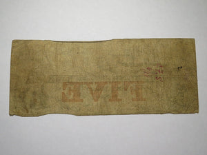 $5 1852 Boston Massachusetts MA Obsolete Currency Bank Note Bill Cochituate Bank