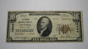 $10 1929 Donora Pennsylvania PA National Currency Bank Note Bill! Ch. #13644 VF