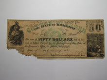 Load image into Gallery viewer, $50 1862 Jackson Mississippi MS Obsolete Currency Bank Note Bill Cotton Pledged