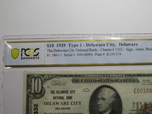 Load image into Gallery viewer, $10 1929 Delaware City Delaware National Currency Bank Note Bill #1332 VF30 PCGS