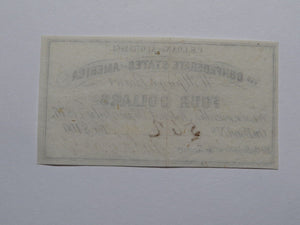 $4 1861 Confederate Bond Coupon Certificate Currency Bank Note Bill UNC