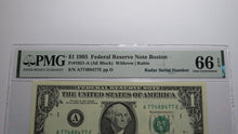 Load image into Gallery viewer, $1 1995 Radar Serial Number Federal Reserve Currency Bank Note Bill PMG UNC66EPQ