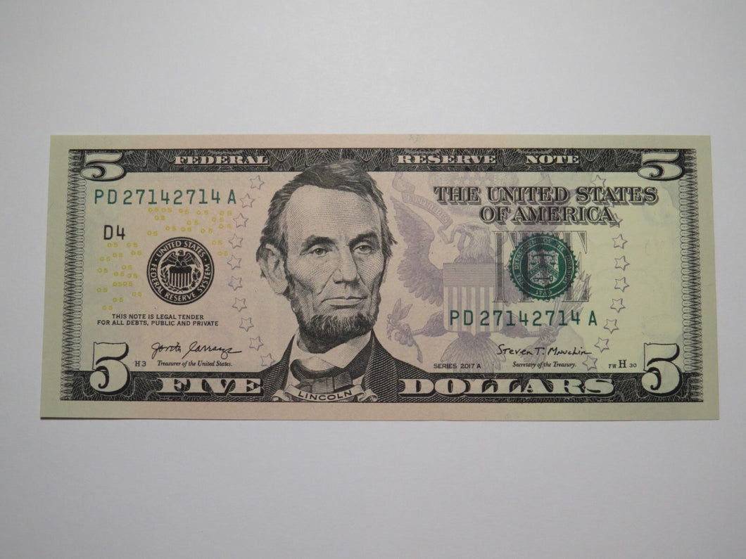 $5 2017 Repeater Serial Number Federal Reserve Currency Bank Note Bill #27142714