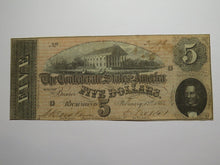 Load image into Gallery viewer, $5 1864 Richmond Virginia VA Confederate Currency Bank Note Bill RARE T69 FINE