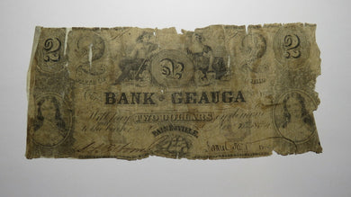 $2 1854 Painesville Ohio OH Obsolete Currency Bank Note Bill! Bank of Geauga!