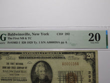 Load image into Gallery viewer, $20 1929 Baldwinsville New York National Currency Bank Note Bill Ch. #292 VF20