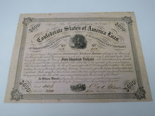 Load image into Gallery viewer, $500 1863 Confederate Bond Certificate Currency Bank Note Bill UNC 14&quot; X 10.5&quot;