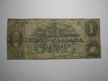 Load image into Gallery viewer, $1 1863 Montgomery Alabama AL Obsolete Currency Bank Note Bill State of Alabama