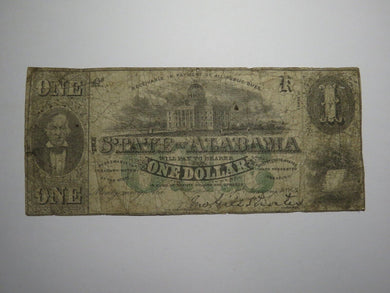$1 1863 Montgomery Alabama AL Obsolete Currency Bank Note Bill State of Alabama
