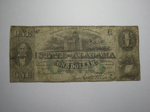 $1 1863 Montgomery Alabama AL Obsolete Currency Bank Note Bill State of Alabama