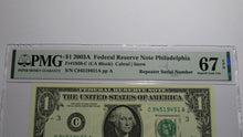 Load image into Gallery viewer, $1 2003A Repeater Serial Number Federal Reserve Currency Bank Note Bill UNC67EPQ