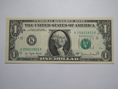 $1 1977 Radar Serial Number Federal Reserve Currency Bank Note Bill UNC 25822852