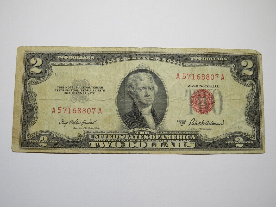 $2 1953 Red Seal Legal Tender Currency Note Bank Bill Fine Condition