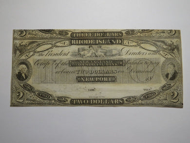 $2 18__ Newport Rhode Island RI Obsolete Currency Bank Note Remainder Bill UNC++