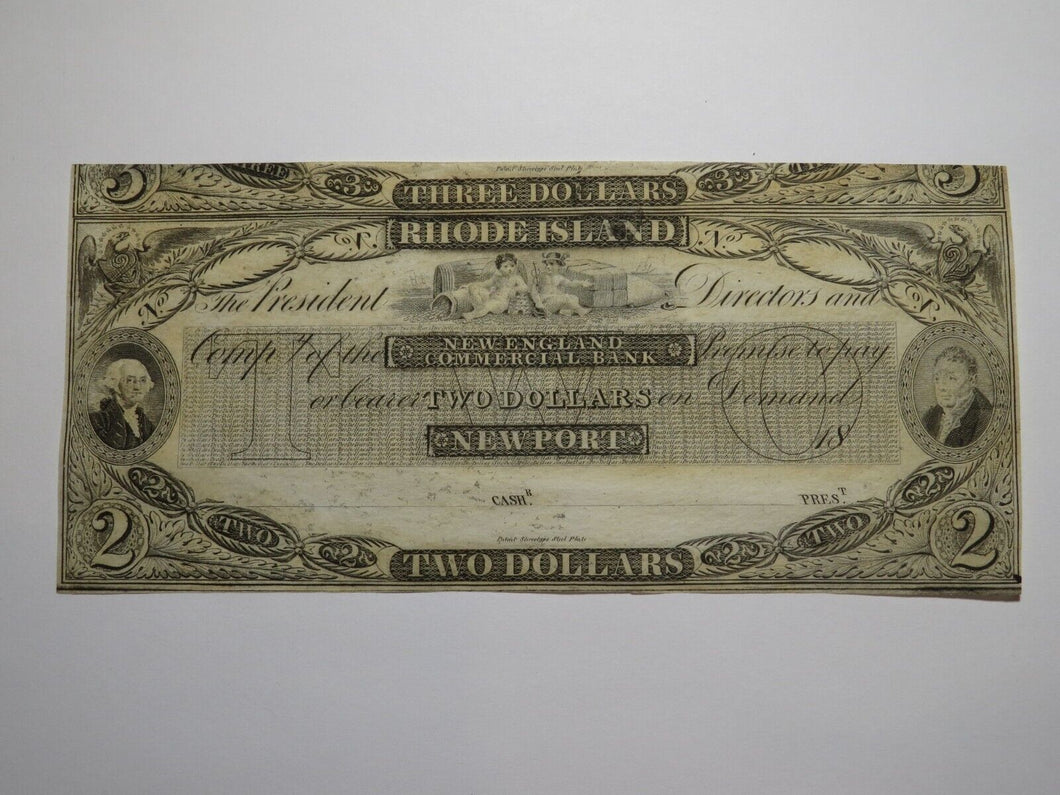 $2 18__ Newport Rhode Island RI Obsolete Currency Bank Note Remainder Bill UNC++