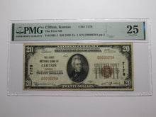 Load image into Gallery viewer, $20 1929 Clifton Kansas KS National Currency Bank Note Bill Ch. #7178 VF25 PMG