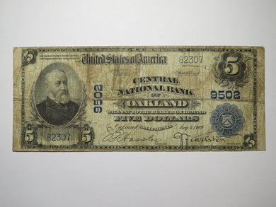 $5 1902 Oakland California CA National Currency Bank Note Bill Charter #9502