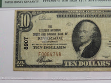 Load image into Gallery viewer, $10 1929 Riverside California National Currency Bank Note Bill Ch. #8907 F15 PMG