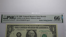 Load image into Gallery viewer, $1 1995 Radar Serial Number Federal Reserve Currency Bank Note Bill PMG UNC66EPQ
