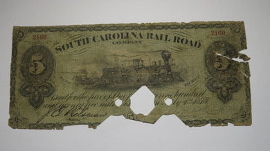$1 1873 Charleston South Carolina SC Obsolete Currency Bank Note Rail Road