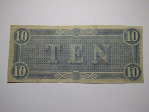 $10 1864 Richmond Virginia VA Confederate Currency Bank Note Bill RARE T68 VF+