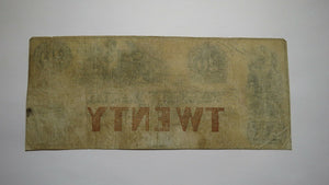 $20 1855 Hagerstown Maryland MD Obsolete Currency Bank Note Bill The Valley Bank