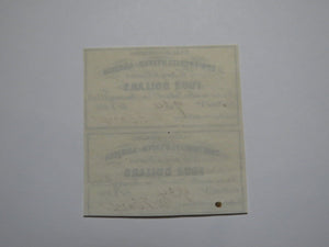 $4 1861 Confederate Bond Coupon Certificate Uncut Sheet Currency Bank Note Bill