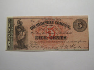 $.05 1862 Hydeville Vermont VT Obsolete Currency Bank Note Bill Remainder UNC++