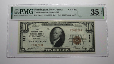 $10 1929 Flemington New Jersey NJ National Currency Bank Note Bill #892 VF35EPQ