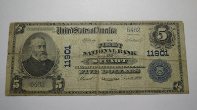 $5 1902 Stuart Virginia VA National Currency Bank Note Bill! Ch. #11901 RARE!